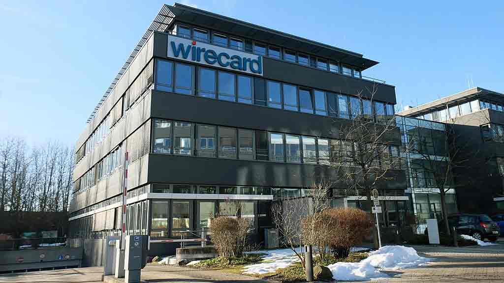 Pildil on firma Wirecard kontor, mis illustreerib teemat Wirecard skandaalis, krüpto kaardid mõjutatud